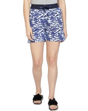 women tropical print high-rise shorts