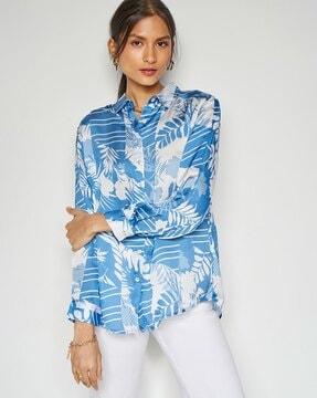 women tropical print regular fit shirt