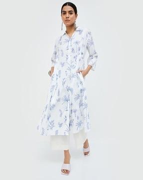 women tropical print straight kurta