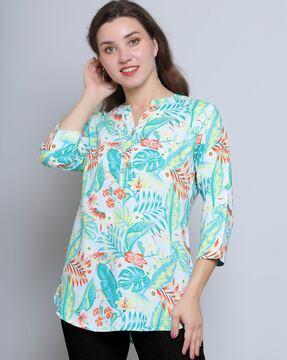 women tropical print straight tunic