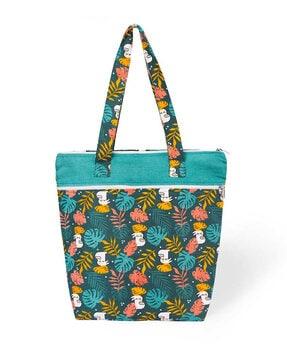 women tropical print tote bag