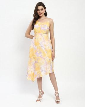 women tue & dye fit & flare dess