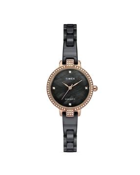 women twel15703 mother of pearl water-resistant analogue watch