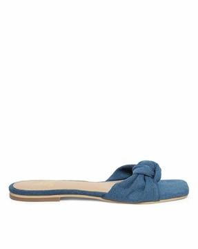 women twist-knot slip-on sandals