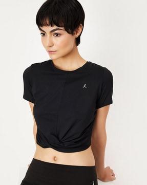 women twisted front regular fit t-shirt