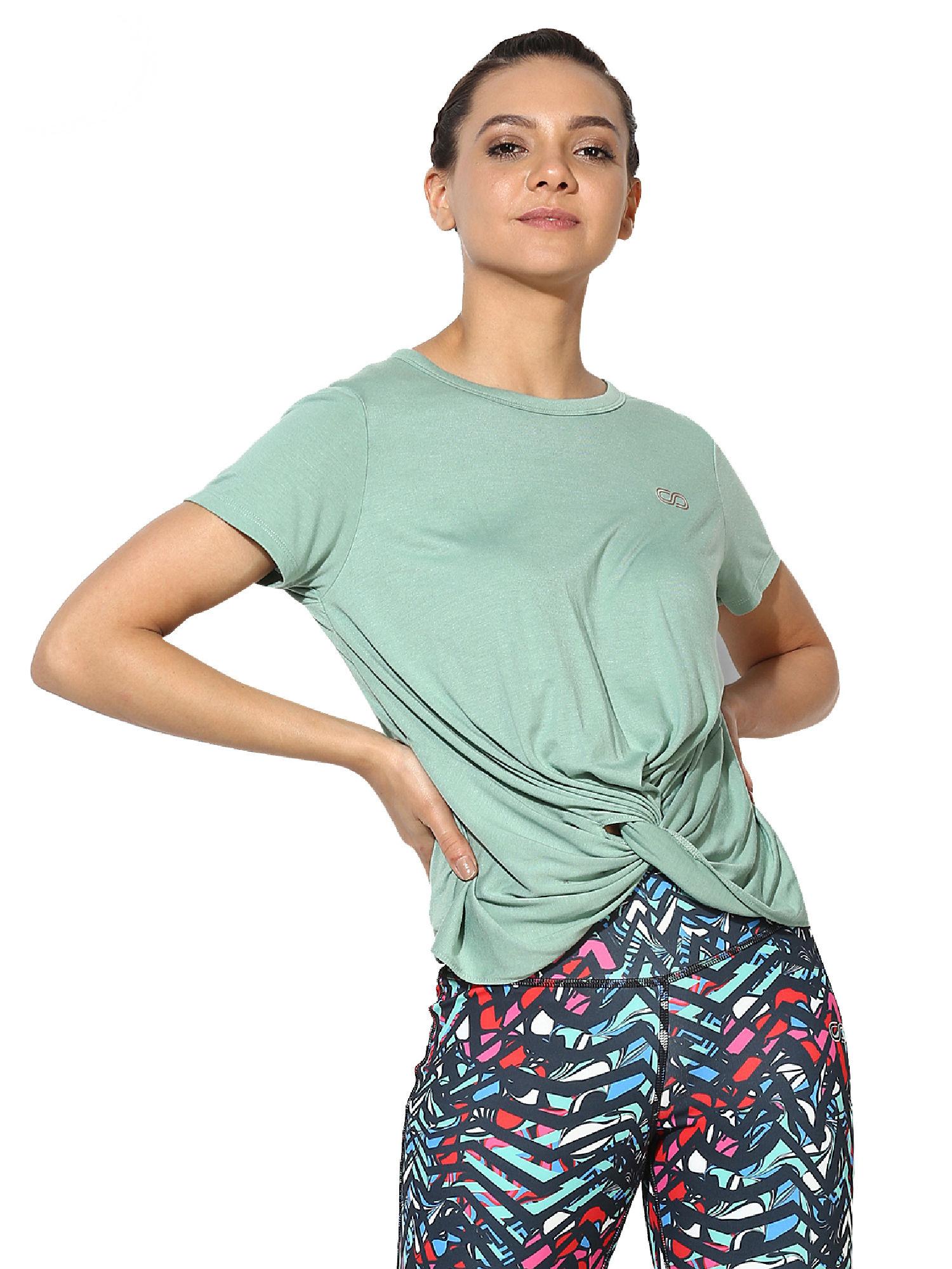 women twisted tee - green