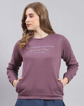 women typographic embellished regular fit crew-neck sweatshirt