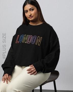 women typographic print crew-neck sweatshirt