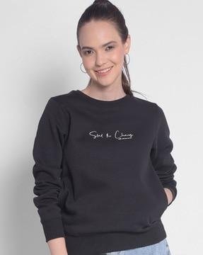 women typographic print extra slim fit sweatshirt