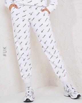women typographic print fitted joggers