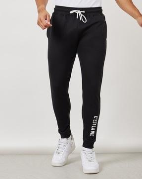 women typographic print joggers with insert pockets