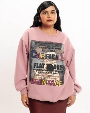 women typographic print loose fit sweatshirt