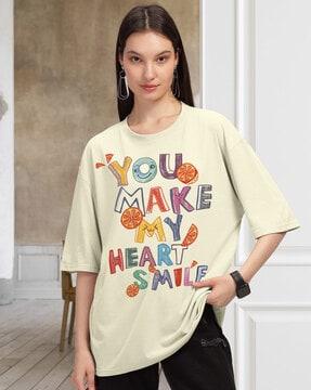 women typographic print oversized crew-neck t-shirt