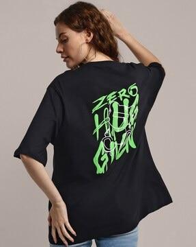 women typographic print oversized fit crew-neck t-shirt