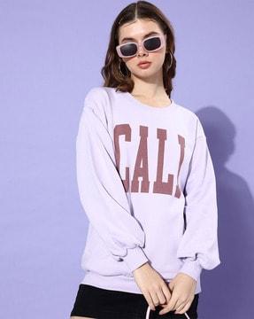 women typographic print oversized fit sweatshirt