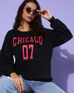 women typographic print oversized fit sweatshirt