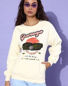 women typographic print oversized fit sweatshirt