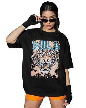 women typographic print oversized fit t-shirt