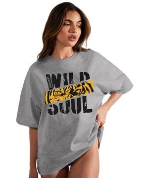 women typographic print oversized fit t-shirt