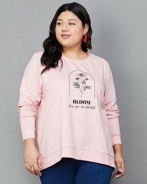 women typographic print plus size sweatshirt