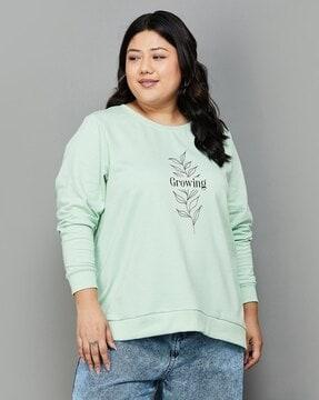 women typographic print plus size sweatshirt