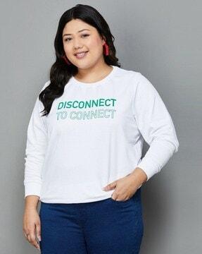 women typographic print plus size sweatshirt