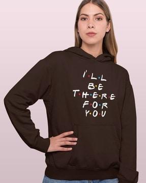 women typographic print pullover hoodie