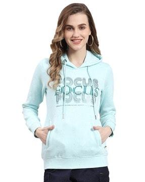 women typographic print regular fit hoodie