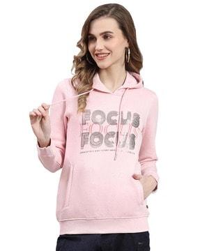 women typographic print regular fit hoodie