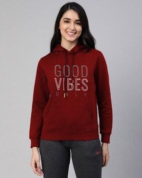 women typographic print regular fit hoodie