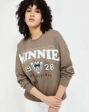 women typographic print regular fit round-neck sweatshirt