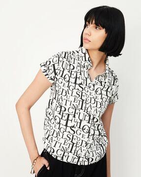 women typographic print regular fit shirt