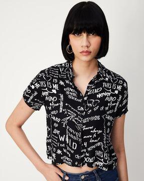 women typographic print regular fit shirt