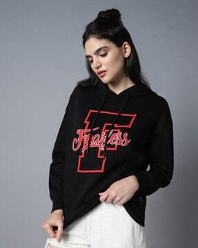 women typographic print regular fit sweatshirt