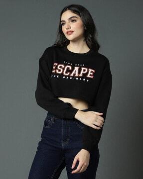 women typographic print regular fit sweatshirt