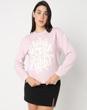 women typographic print regular fit sweatshirt