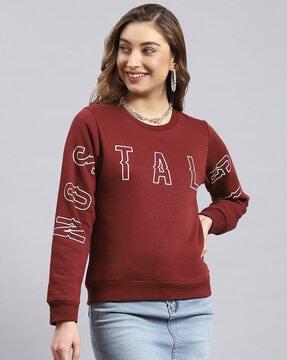 women typographic print regular fit sweatshirt