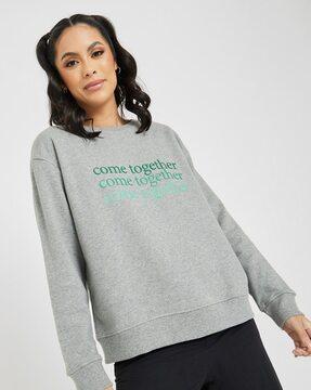 women typographic print regular fit sweatshirt