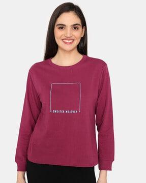 women typographic print regular fit sweatshirt