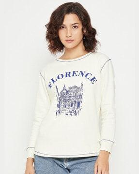 women typographic print regular fit sweatshirt