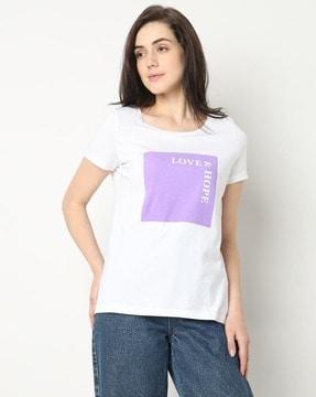 women typographic print regular fit t-shirt