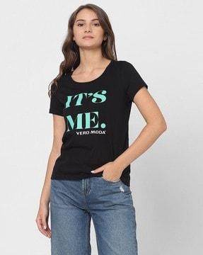 women typographic print regular fit t-shirt