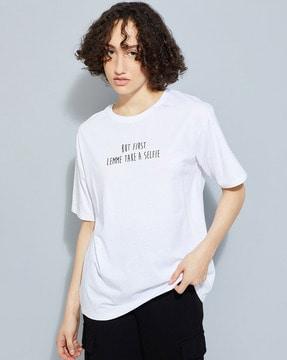 women typographic print regular fit t-shirt