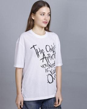 women typographic print regular fit t-shirt