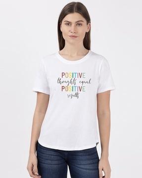 women typographic print relaxed fit crew-neck t-shirt