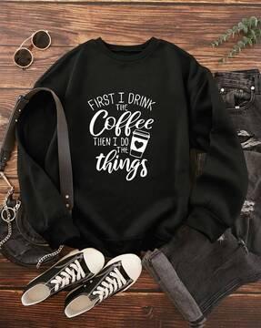 women typographic print relaxed fit sweatshirt