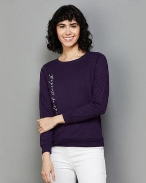 women typographic print round-neck sweatshirt