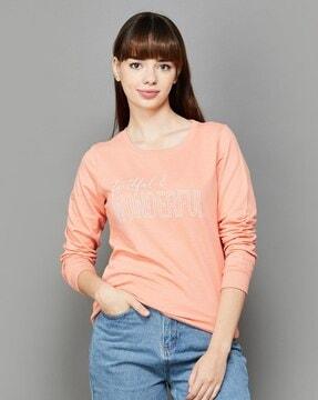 women typographic print round-neck sweatshirt