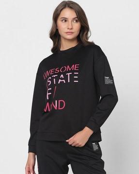 women typographic print round-neck sweatshirt