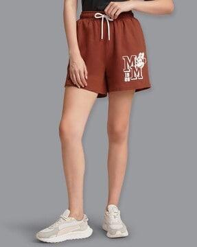 women typographic print shorts with insert pockets